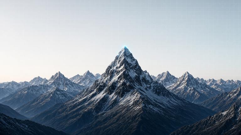 Layered range of snow peaks at night